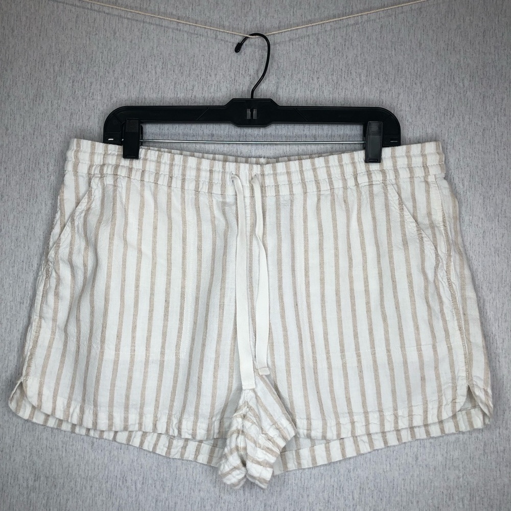 J Crew Women's New Seaside Short Linen Blend White Beige Drawstring Pockets L